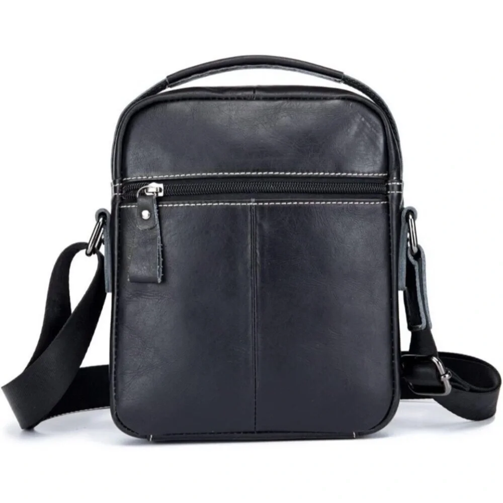 👉 Men Black Leather Genuine Sling Small Pack Crossbody Business Messenger Bags